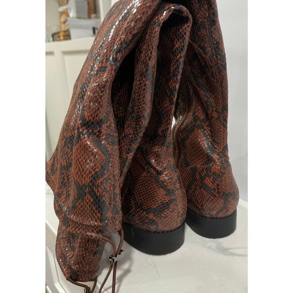 ShoeDazzle Reena Brown Snake Tall Boots Flat Knee High Faux Snakeprint Y2K 9.5 - Picture 7 of 11